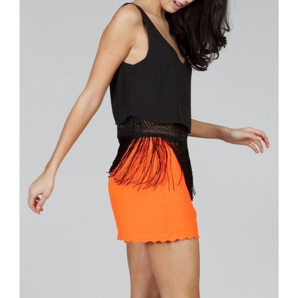 Anthropologie | Ark Co Eyelet Top Size S Black Crop Tank Fringe Scope Neck